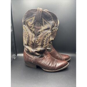 Cuadra Men's 8.5 Genuine Teju Lizard Western Boots Brown  Pointed Toe Leather